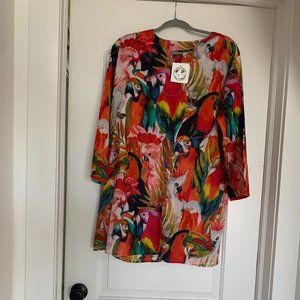 Womjens Beach Coverup; Tropical; XXL